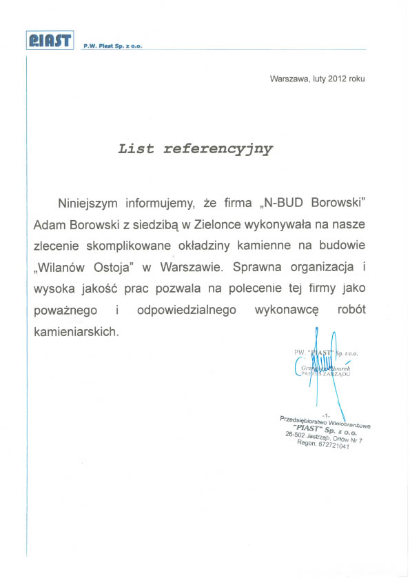 Referencje PIAST 2012